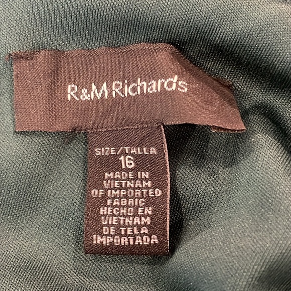 NWT R&M Richards Womens Hunter Green Velvet Cold Shoulder Sparkle Gown SIZE 16 - Picture 13 of 13